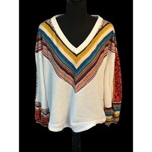 Lovely Melody Womens Size Medium V-Neck‎ Long Sleeve Pullover